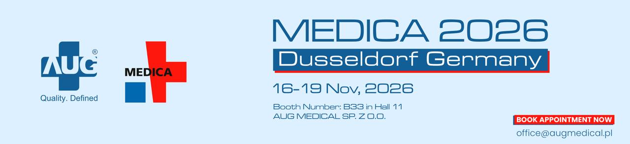 MEDICA 2026, Dusseldorf Germany, 16-19 Nov 2026, Booth B33 in Hall 11, AUG Medical